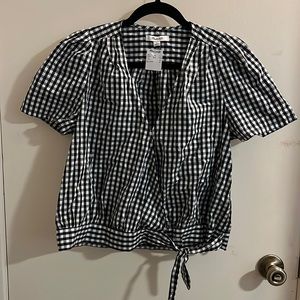 Madewell Gingham Short Sleeve Wrap Shirt